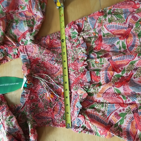 FARM Rio Smocked Top Midi Dress in Pink Macaw Flight - Picture 12 of 16